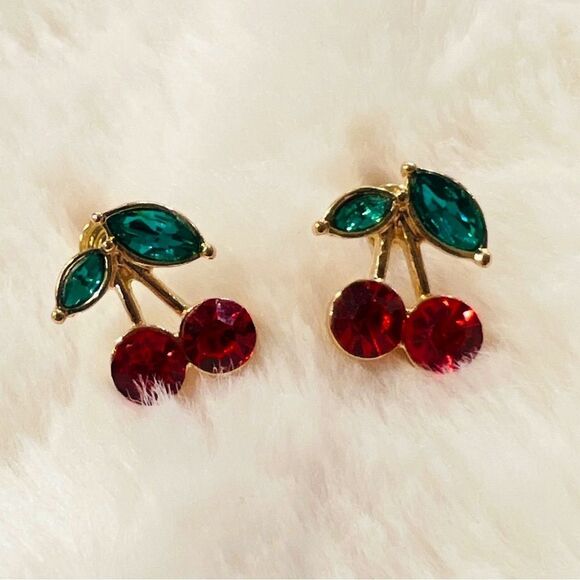 Iron Moon Boutique Jewelry - XMAS SALE Gold Crystal Cherry Stud Earrings